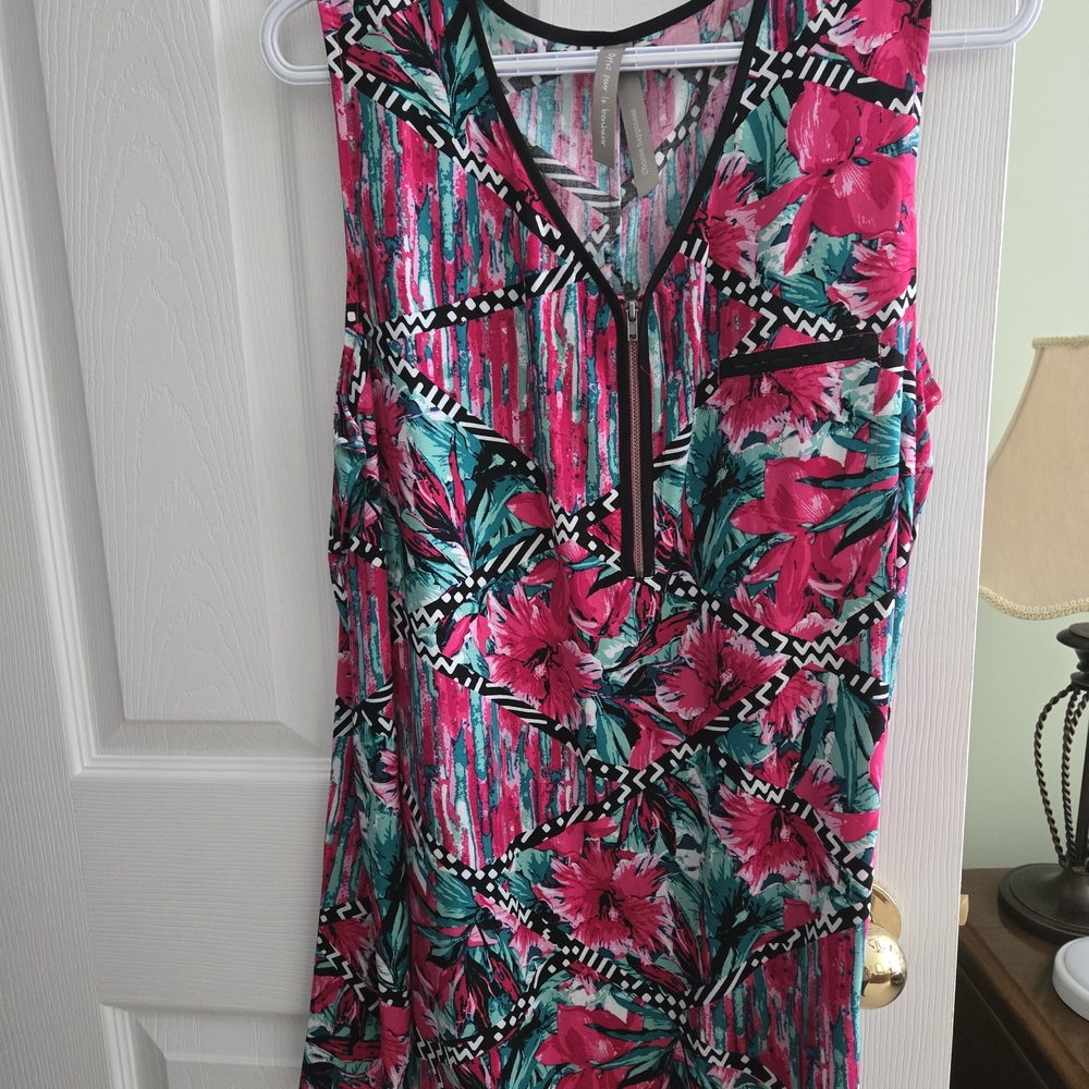 Penningtons Pink and Green Floral Tank Top